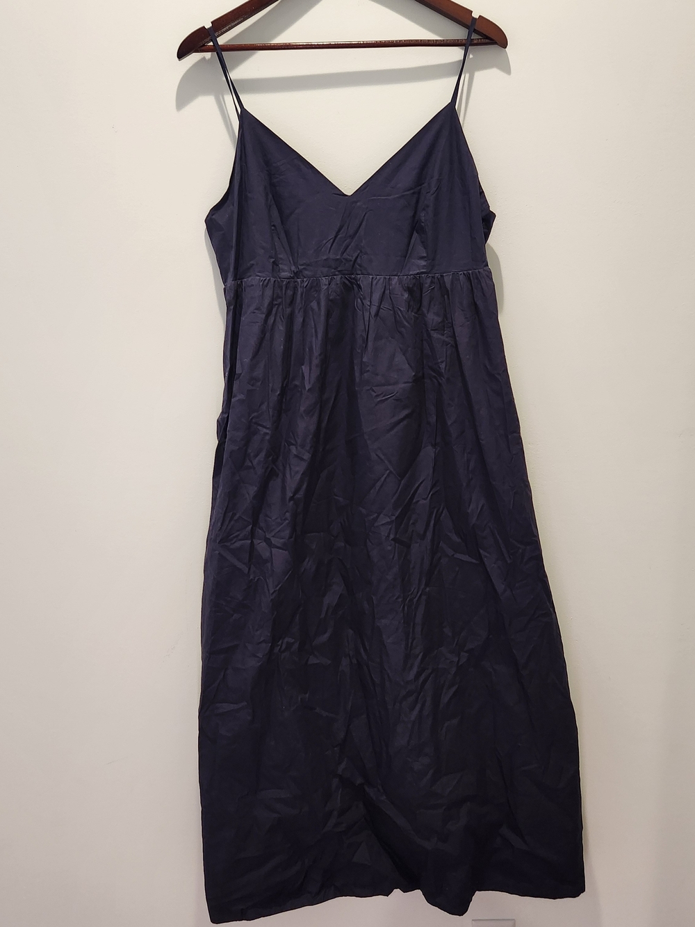 Quince 100% Organic Cotton Navy Maxi Dress with Spaghetti Straps XL NWT